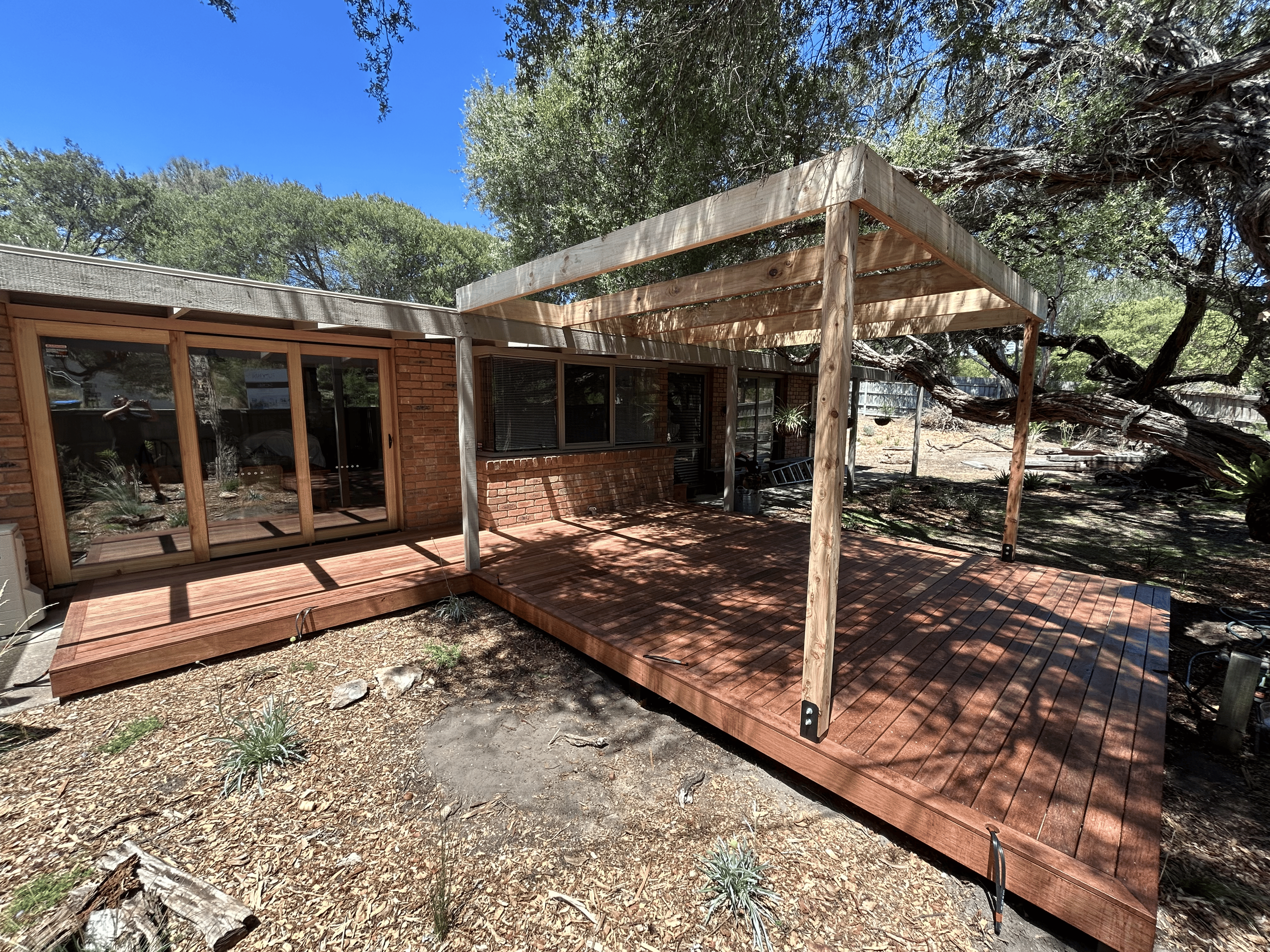 Deck and pergola after restoration